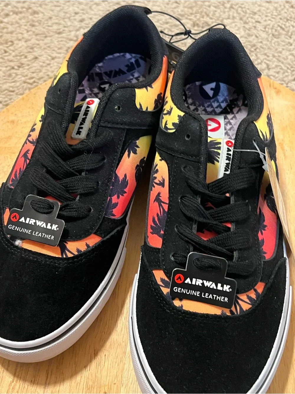 Airwalk Kids Black Sneakers with Sunset Palm Print